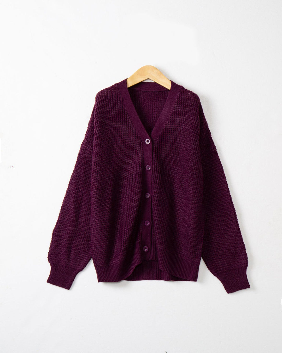 Damen Waffelstruktur-Cardigan mit tiefem V-Ausschnitt und kastigem Oversize-Schnitt Echo Archiv