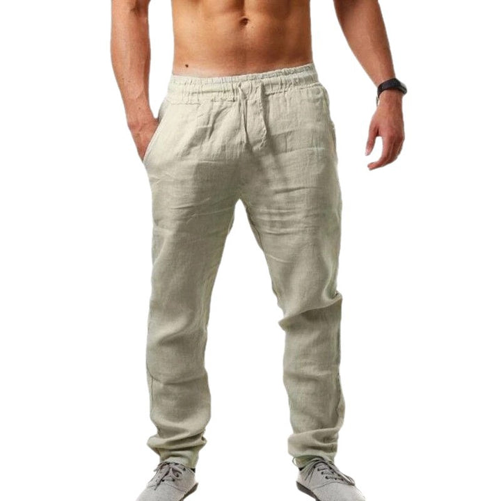 Herren Luftige Leinenhose mit elastischem Bund und seitlichen Eingrifftaschen Echoarchiv