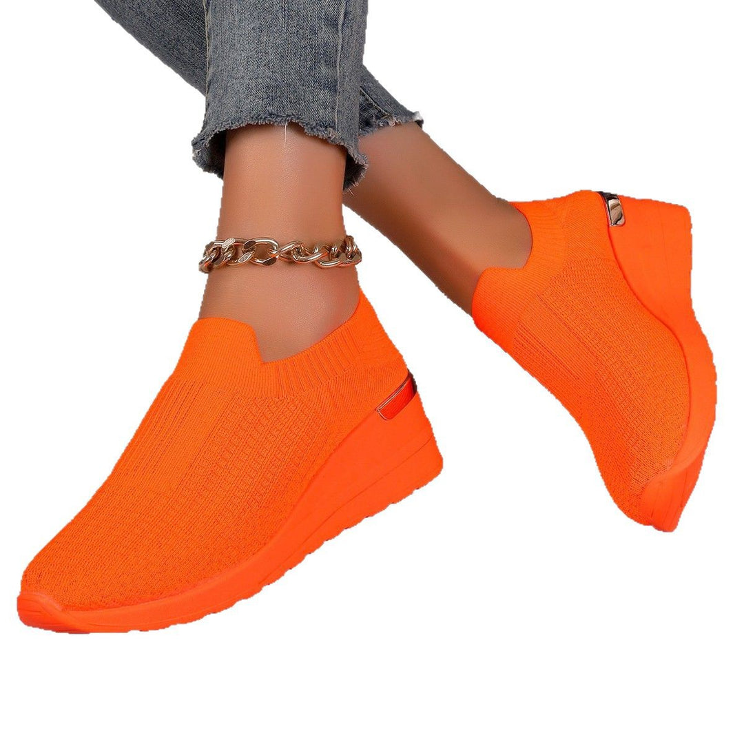 Damen  Sock-Sneaker mit elastischem Strickoberteil Leopardmuster und keilprofilsohle Echo Archiv
