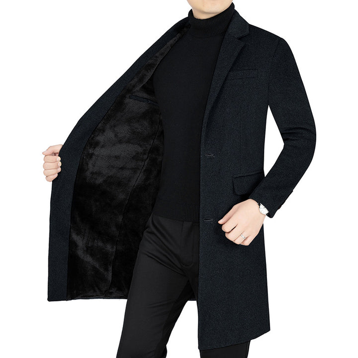 Herren Langer Wollmix-Mantel mit durchgehendem Kunstfell-Futter und schlanker Silhouette – Montevé