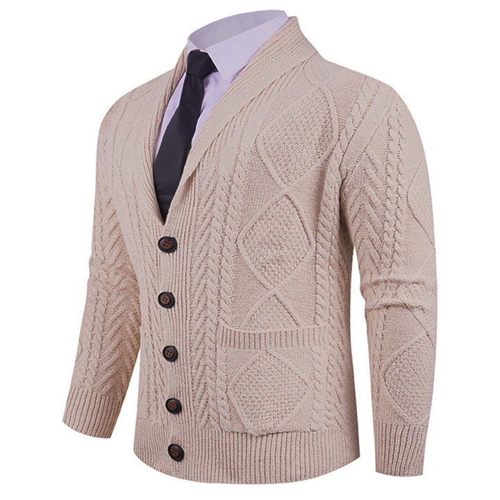 Herren nan Strickcardigan mit Schalkragen, Zopfmuster, aufgesetzten Taschen und Knopfleiste Echo Archiv