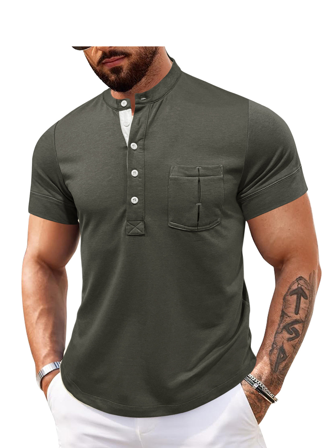 Herren Polohemd mit modernem Knopfdesign Echoarchiv