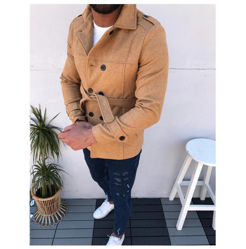 Herren modische Designerjacke mit doppeltem Reihenverschluss und Gürtel Echoarchiv