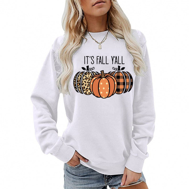 Damen nan lässiges Herbst Sweatshirt mit Kürbismotiv und Rundhalsausschnitt Echo Archiv