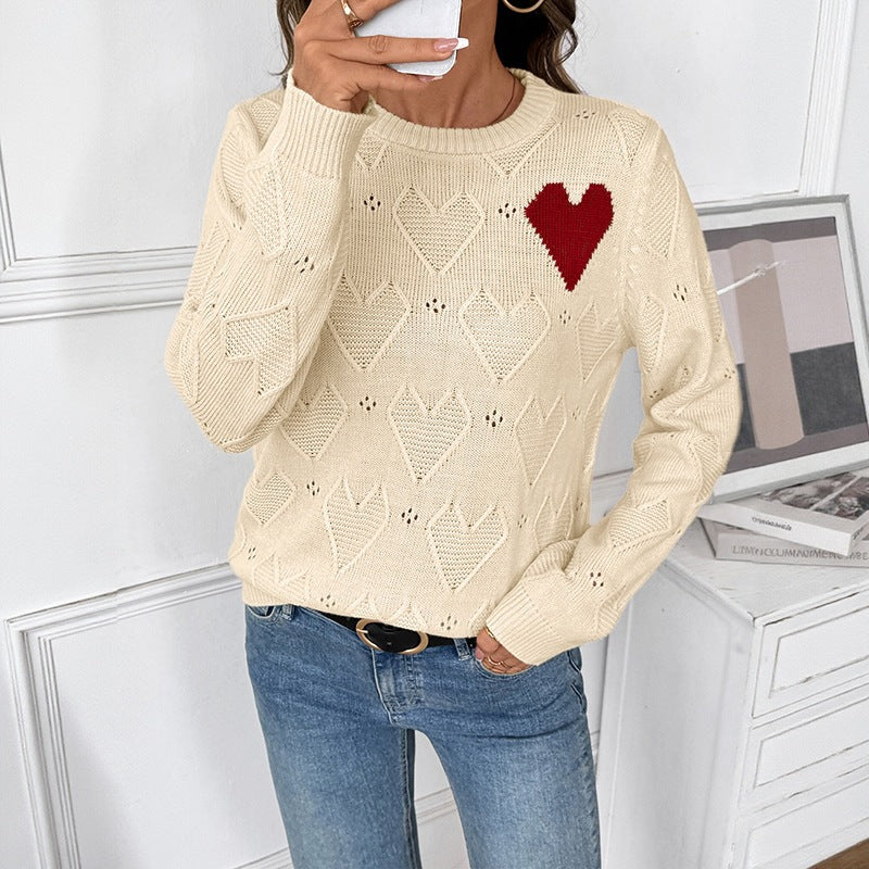 Damen Weihnachtlicher Strickpullover mit Herzmuster Echo Archiv