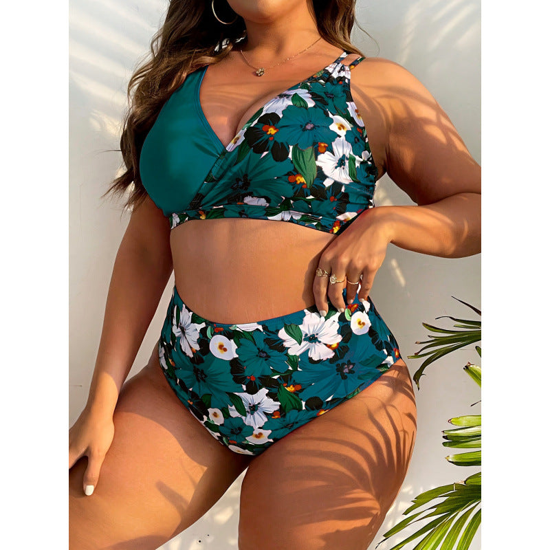 Damen Hochgeschnittener Bikini mit floralem Wickeldesign Echo Archiv