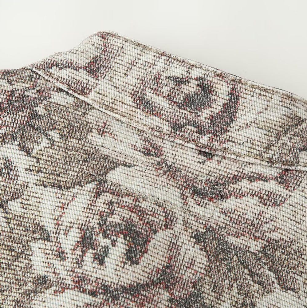 Damen Taillierte Jacquard-Jacke mit Stehkragen und Schößchen Echoarchiv