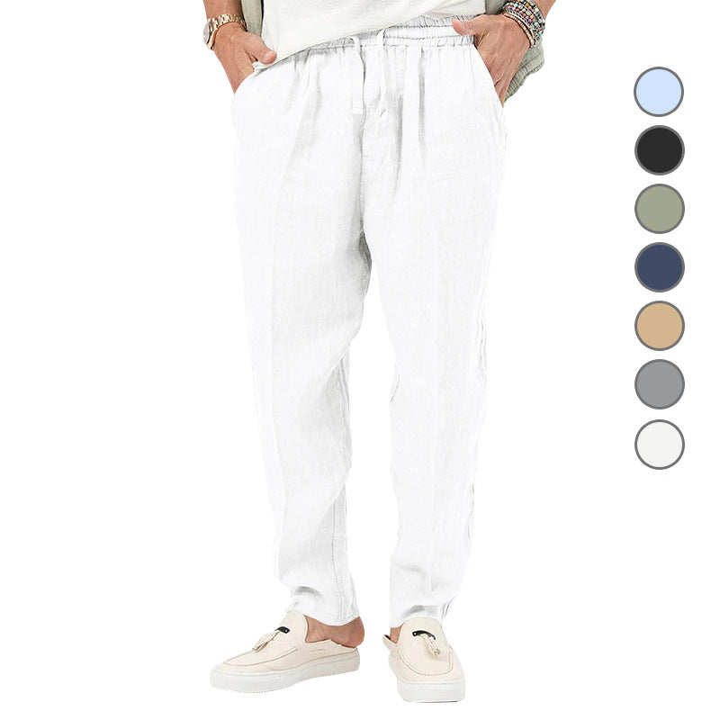 Herren Leichte Leinenhose mit elastischem Bund und praktischen Eingrifftaschen Echoarchiv