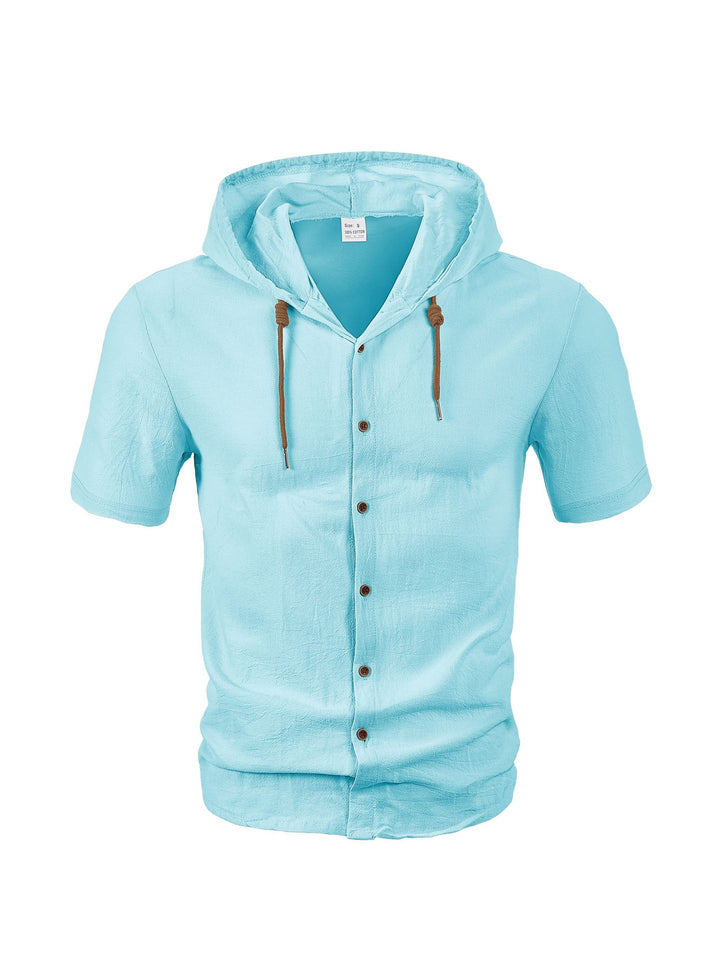 Herren lässiges Kapuzenshirt mit Knopfleiste und leichtem Stoff Echoarchiv