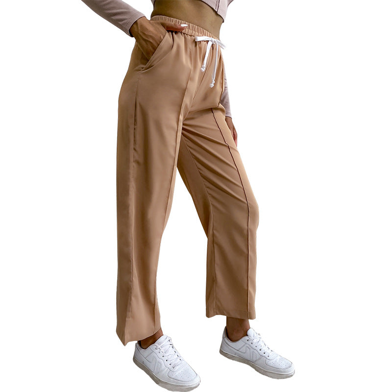 Damen Relaxed-Hose mit Elastikbund, Kordelzug und Bügelfalte Echoarchiv