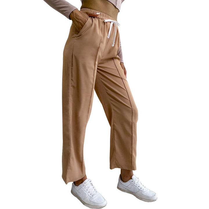 Damen Relaxed-Hose mit Elastikbund, Kordelzug und Bügelfalte Echoarchiv