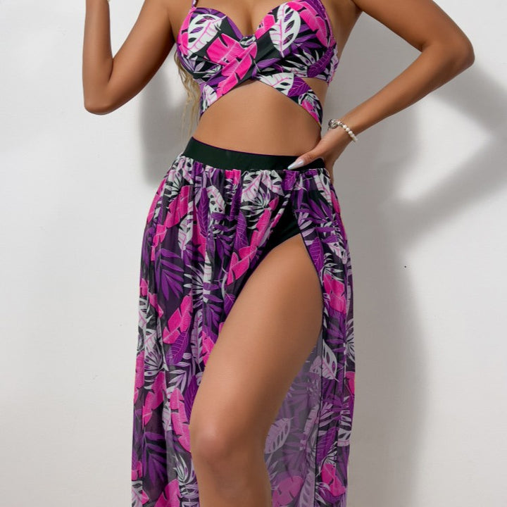 Damen Bikini-Set mit extravagantem Cut-Out und floralem Rock Echo Archiv