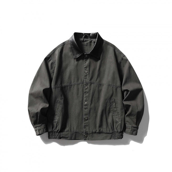 Unisex Kastenförmige Overshirt‑Jacke aus Baumwoll‑Canvas mit Cordkragen, Druckknopfleiste und elastischem Saum Echo Archiv