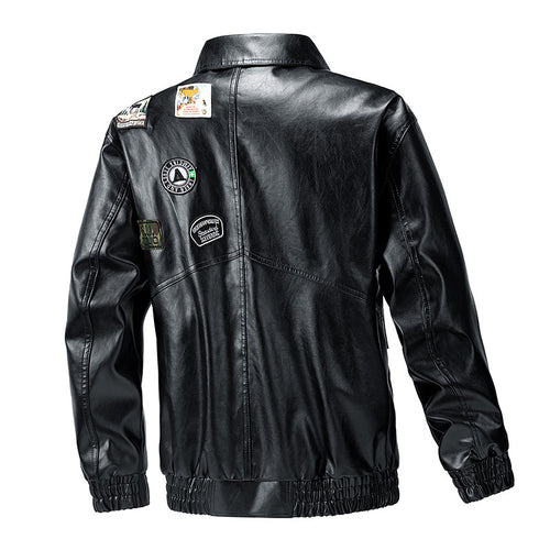 Herren modische Lederjacke mit praktischen Taschen und elastischen Bündchen Echoarchiv