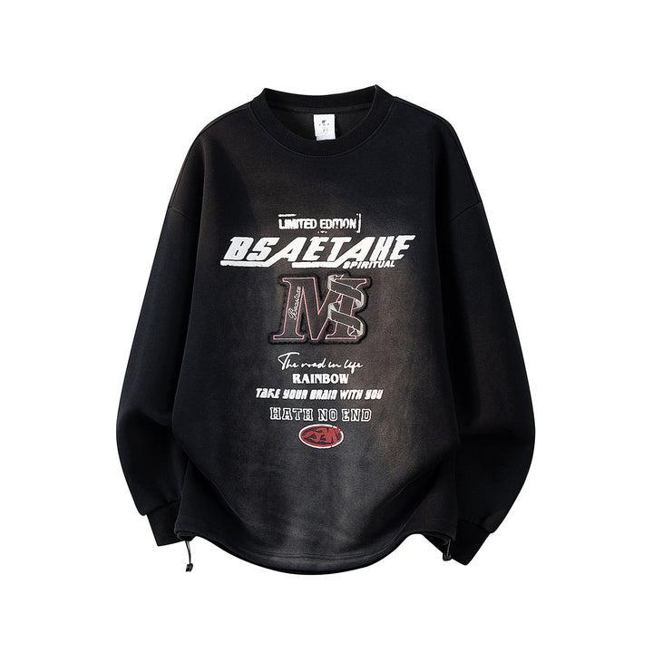Herren Oversize Sweatshirt mit Allover-Print, Rundhalsausschnitt & Tunnelzugsaum Echoarchiv