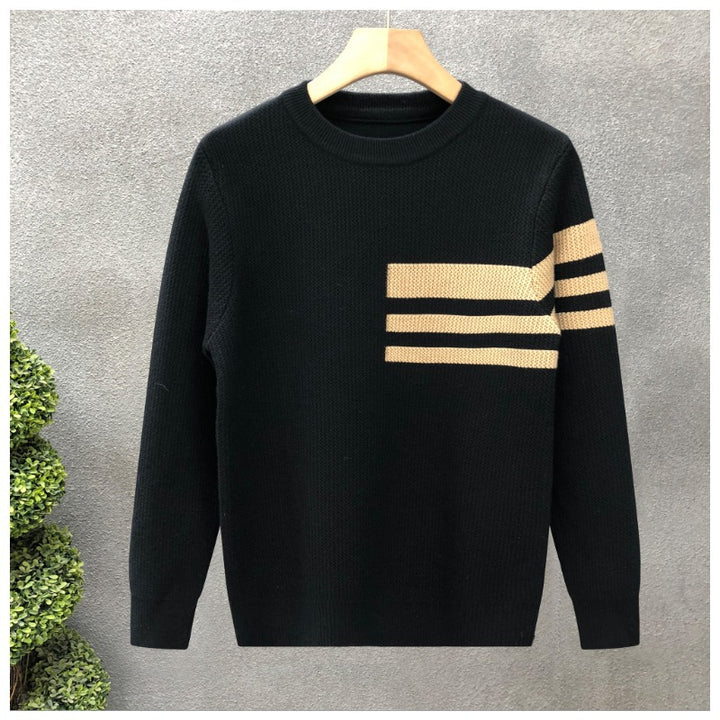 Herren modischer Strickpullover mit sportlichen Streifen Echoarchiv
