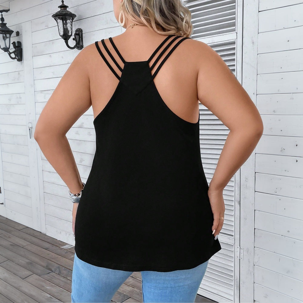Damen lässiges Tanktop mit dekorativen Trägerdetails und asymmetrischem Saum Echo Archiv