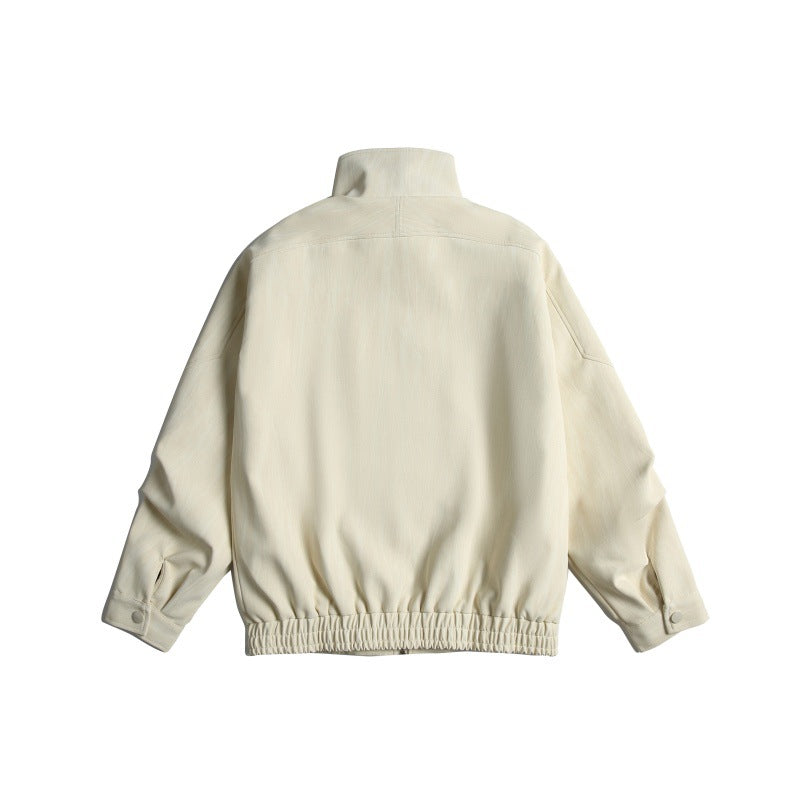 Unisex Kurz geschnittene Boxy-Blousonjacke mit Funnelkragen, Epauletten und Taillengürtel Echoarchiv