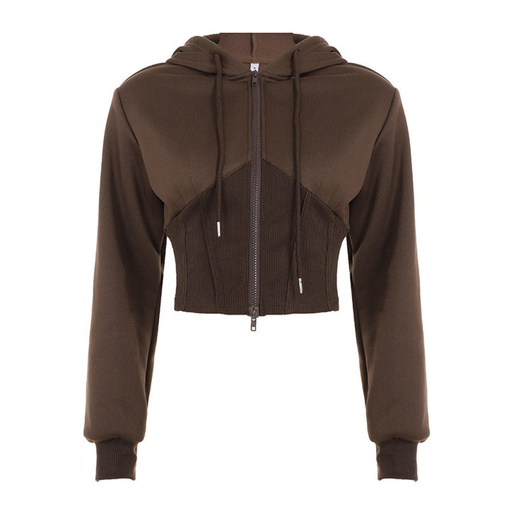 Damen Kurzgeschnittene Kapuzenjacke mit figurformender Rippen‑Corsage und durchgehendem Reißverschluss Echo Archiv