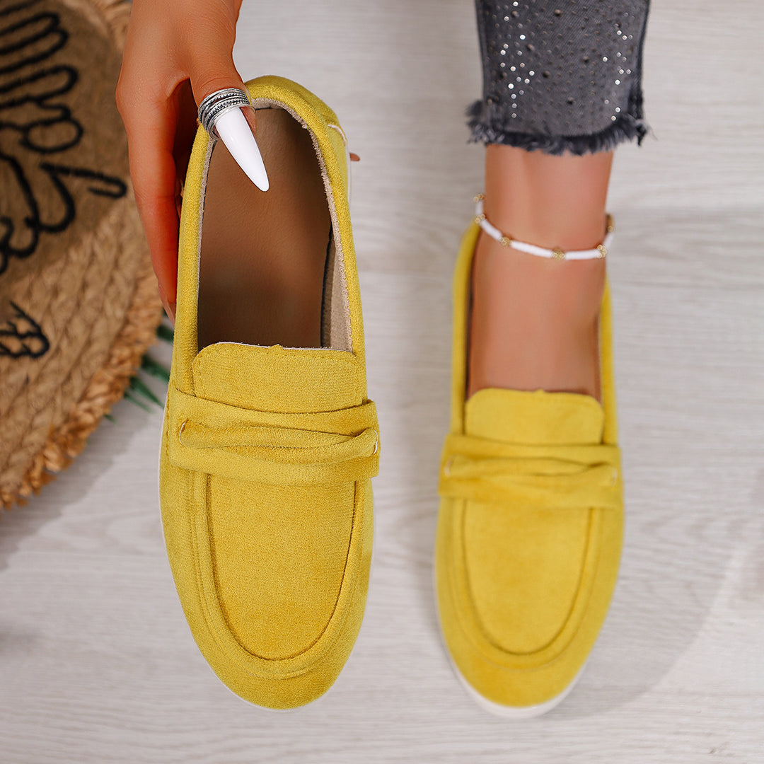 Damen Slip-On-Loafer aus Veloursimitat mit gepolstertem Fußbett Echo Archiv