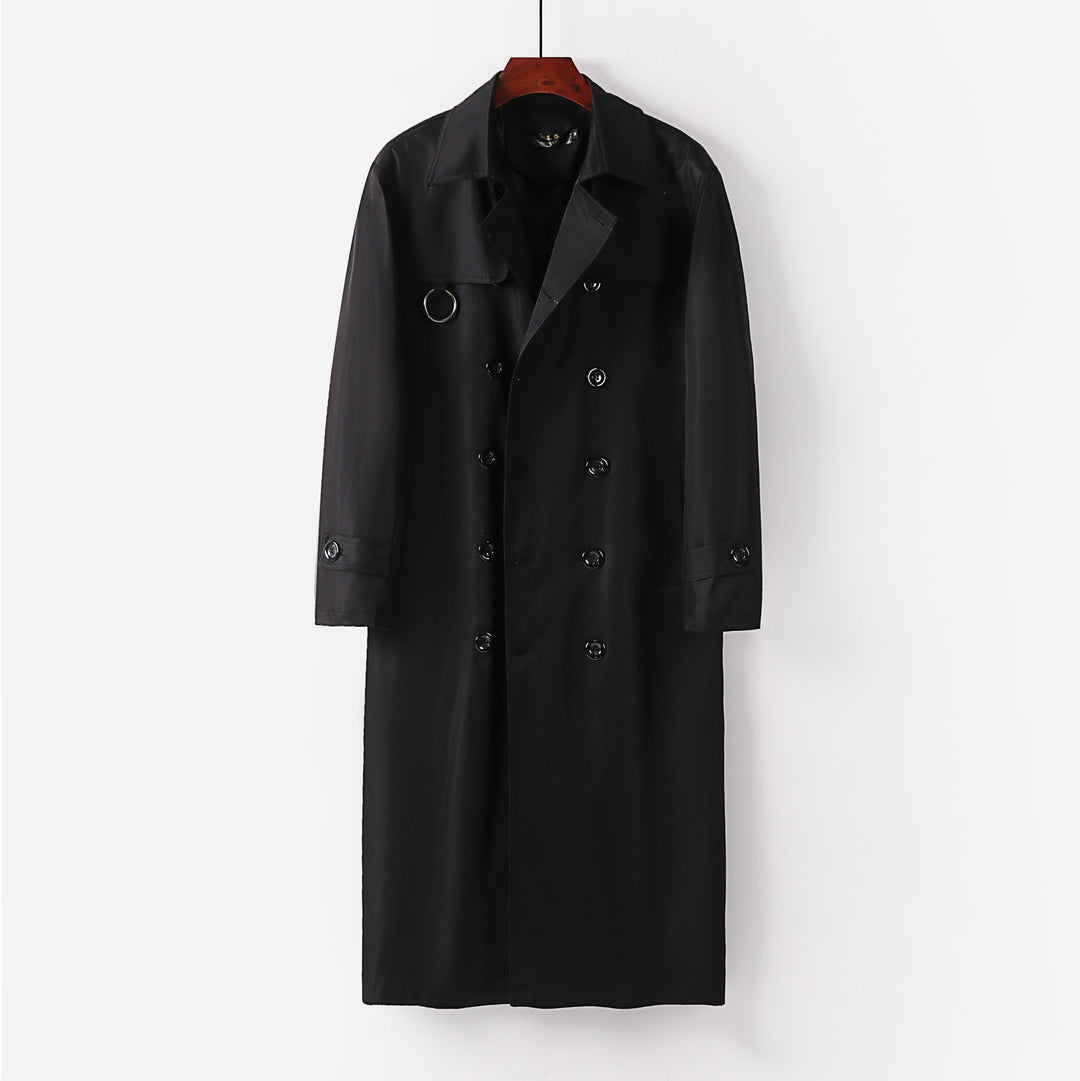 Herren Wasserabweisender Doppelreihiger Trenchcoat mit Bindegürtel und Cape-Detail Echoarchiv