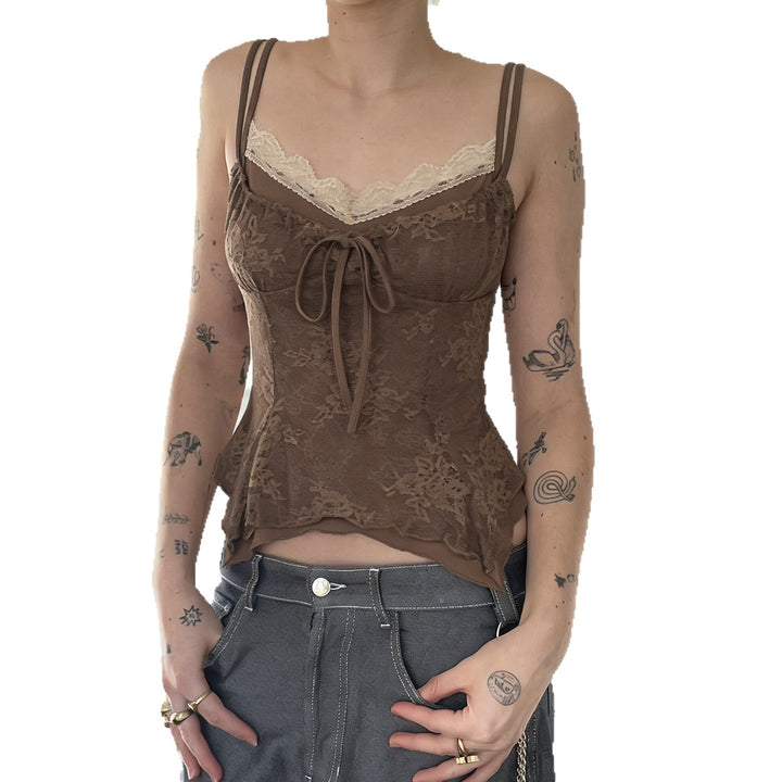Damen elegantes Spitzenoberteil mit zarter Raffung Echo Archiv