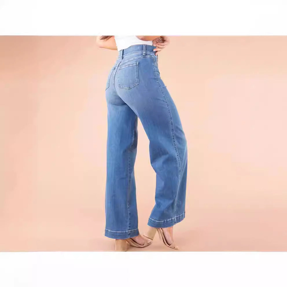 Damen weite High-Waist Jeans mit eleganter Schnittführung und markanten Nahtdetails Echo Archiv
