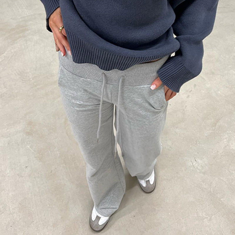 Damen nan weite Sweatpants mit hohem Komfortbund, Kordelzug und aufgesetzten Taschen Echo Archiv