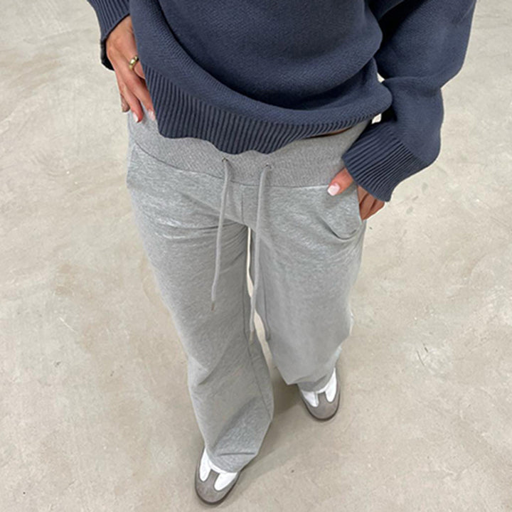Damen nan weite Sweatpants mit hohem Komfortbund, Kordelzug und aufgesetzten Taschen Echo Archiv
