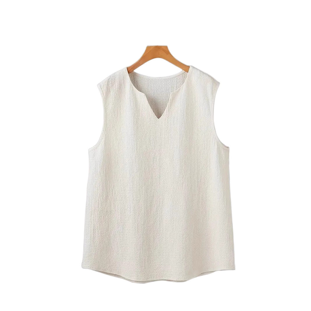 Herren Ärmelloses Freizeitshirt mit strukturiertem Design und V-Ausschnitt Echoarchiv