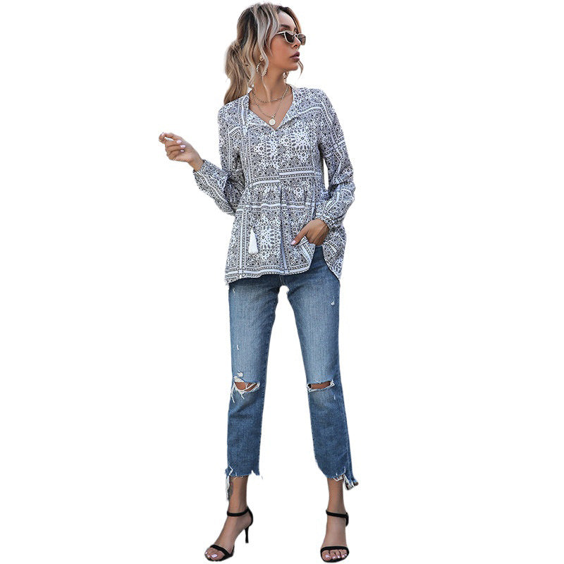 Damen Elegante Bluse mit Volantärmeln Echo Archiv