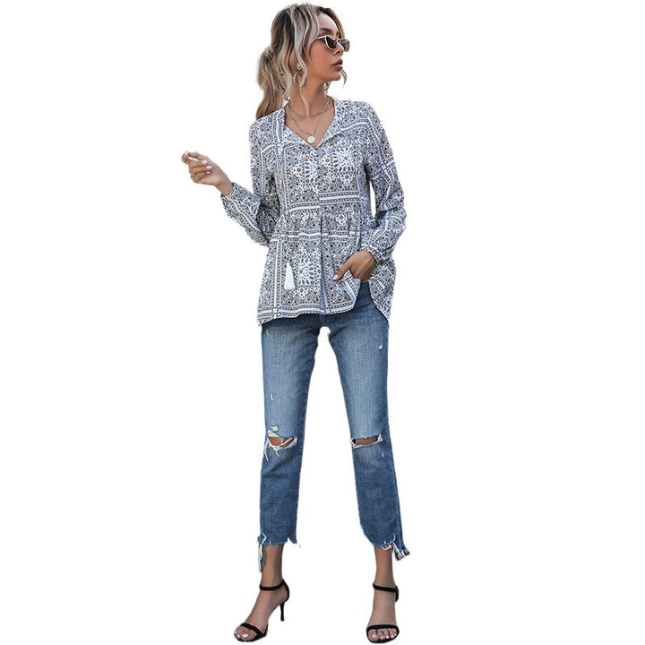 Damen Elegante Bluse mit Volantärmeln Echo Archiv