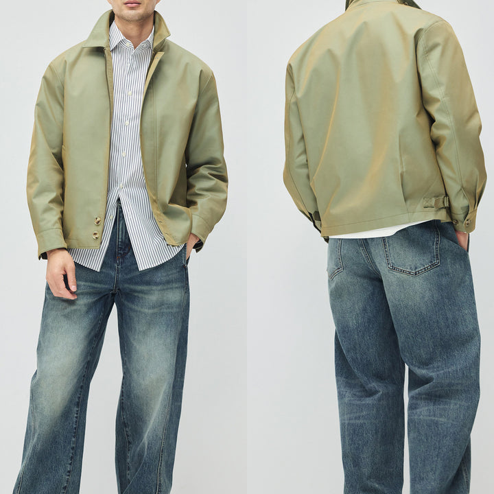 Herren Kurzjacke im modernen Harrington‑Stil mit Stehkragen und verdecktem Reißverschluss Echoarchiv