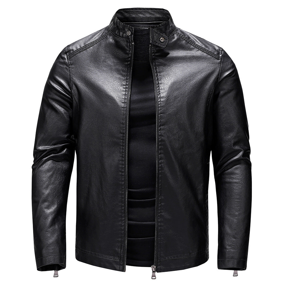 Herren Kunstlederjacke im modernen Casual-Stil mit praktischen Taschen Echoarchiv