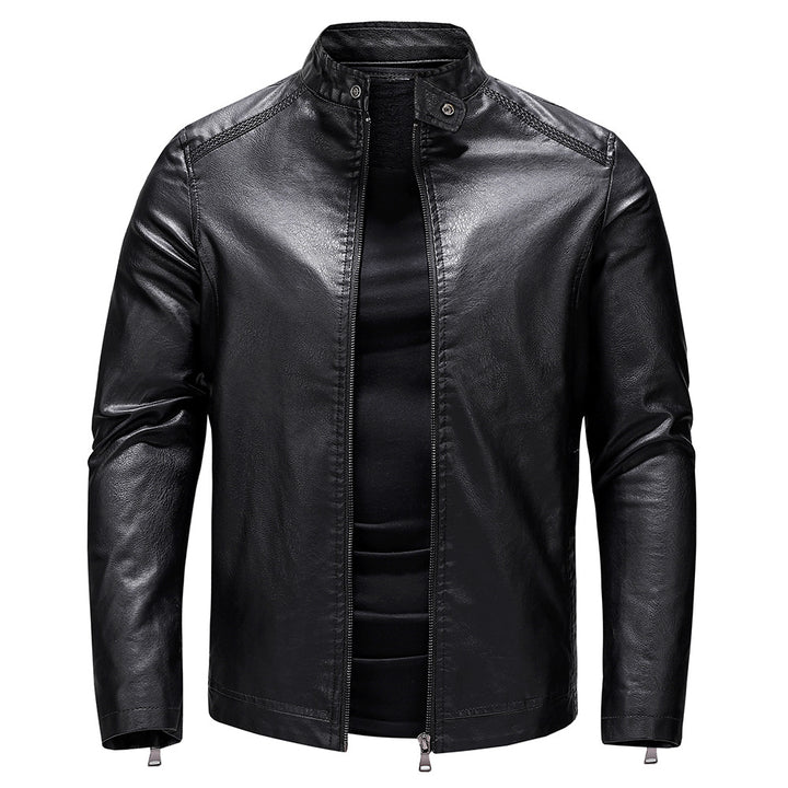 Herren Kunstlederjacke im modernen Casual-Stil mit praktischen Taschen Echoarchiv