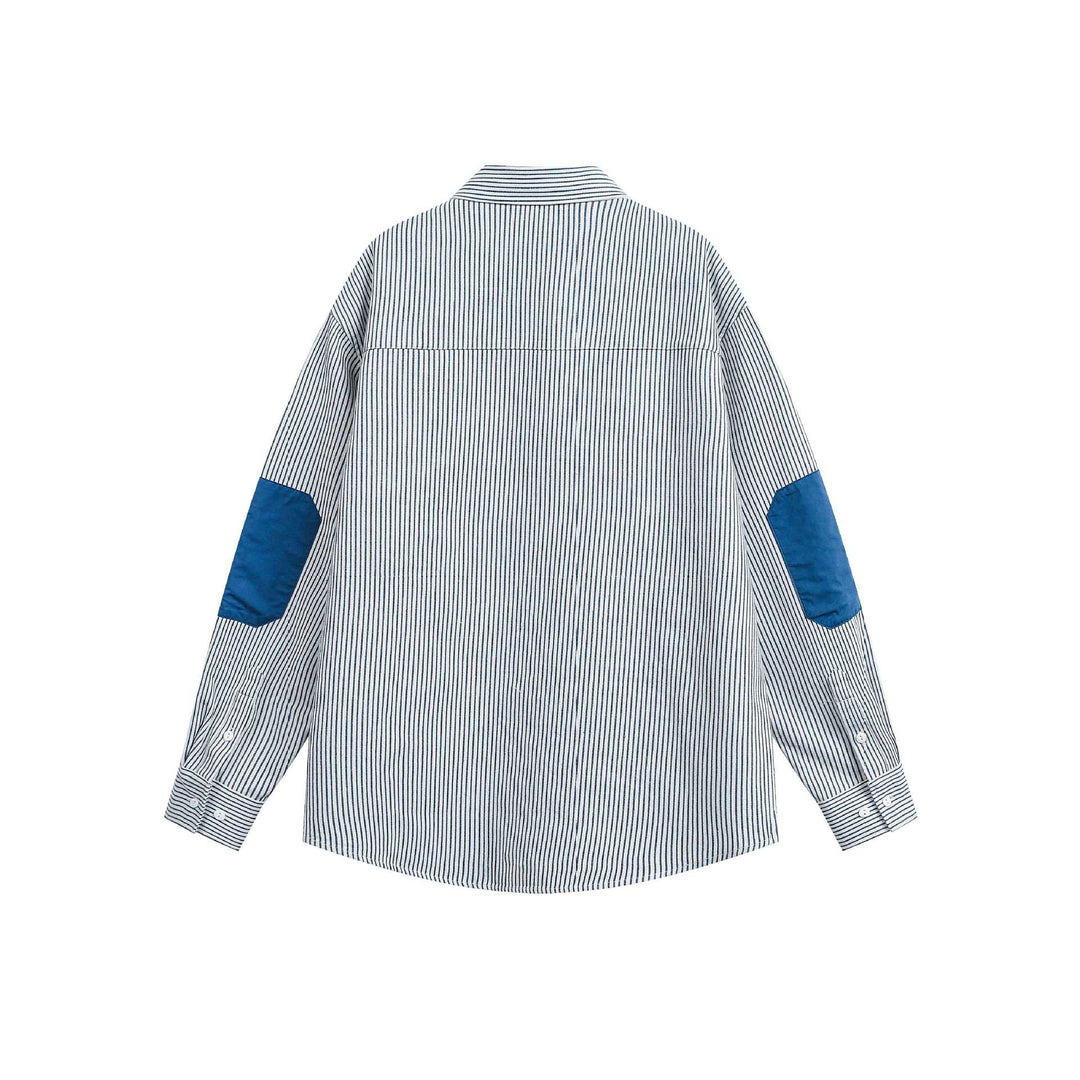 Unisex Oversize-Streifenhemd mit kontrastierter Brusttasche und Kentkragen Echoarchiv