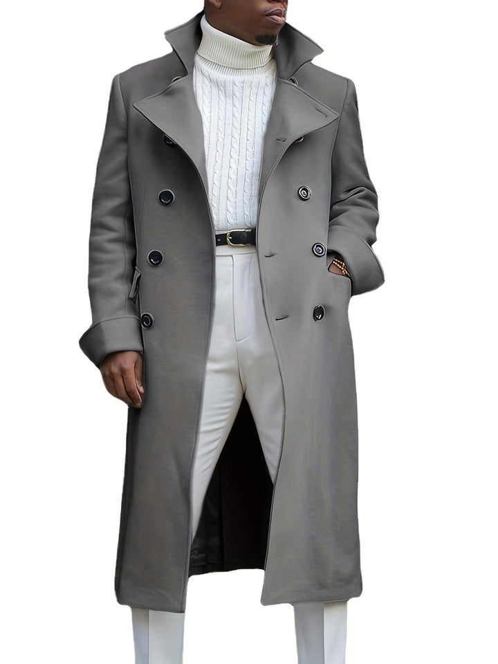 Herren eleganter Langmantel mit doppelter Knopfleiste und modernem Schnitt Echoarchiv