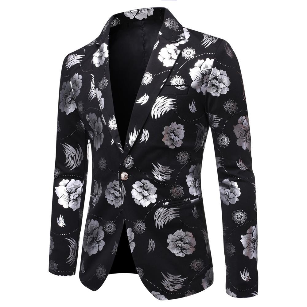 Herren Tailliertes Satin-Sakko mit Blumen-Jacquard und Schalkragen Echo Archiv