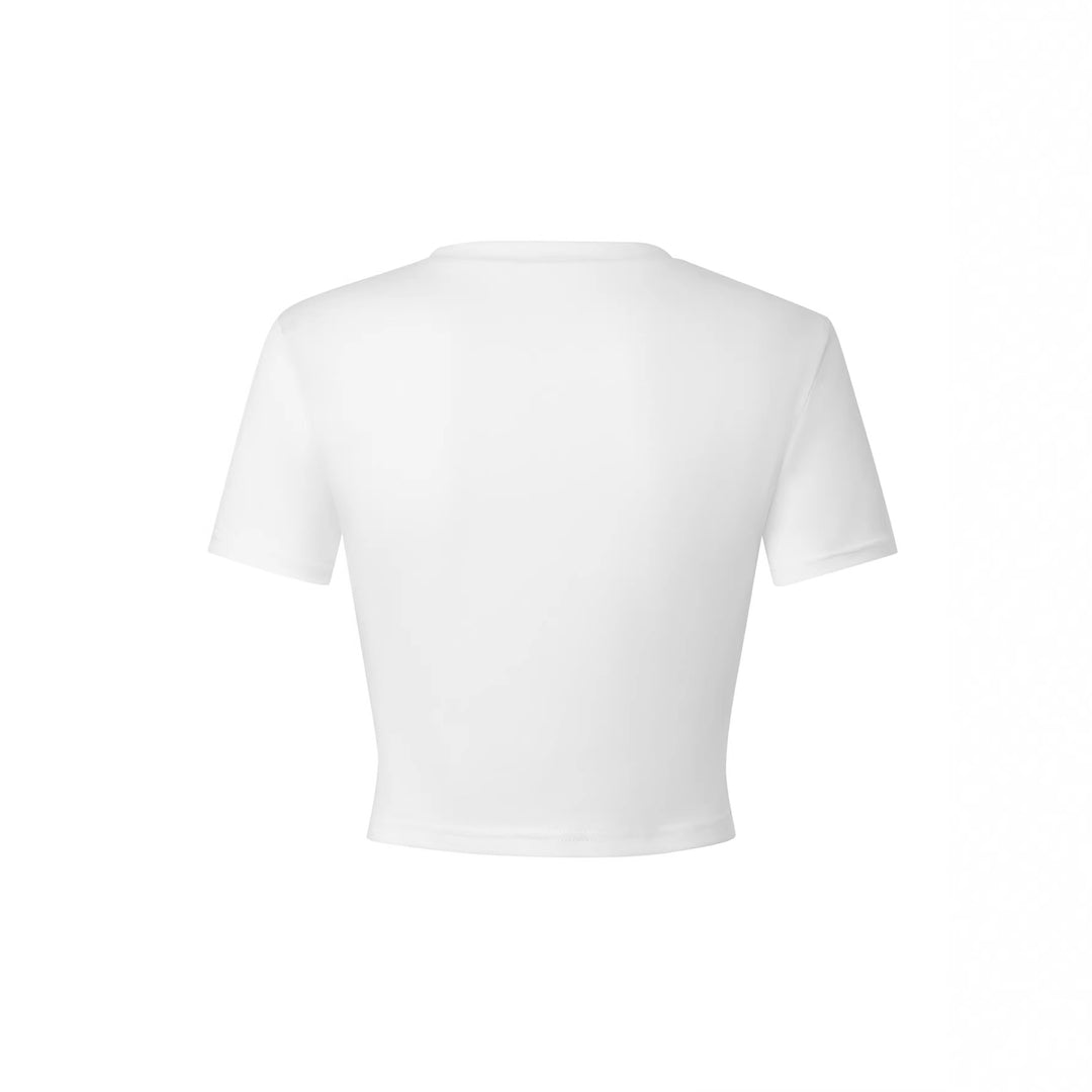 Damen Crop-Top mit kreativen Cocktail-Motiv und festlichem Aufdruck Echo Archiv