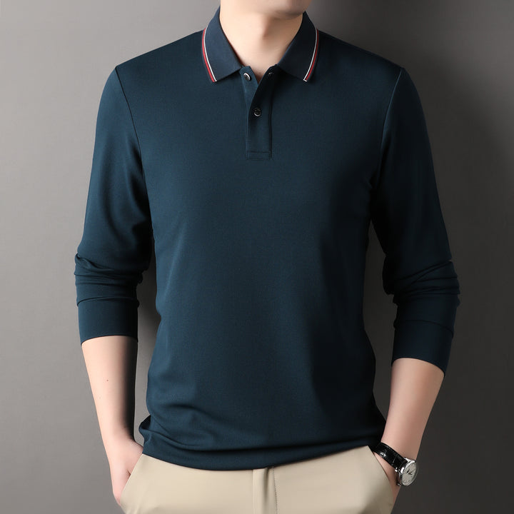 Herren elegantes Langarm-Polo mit modernem Kragen und stylischen Akzenten Echoarchiv