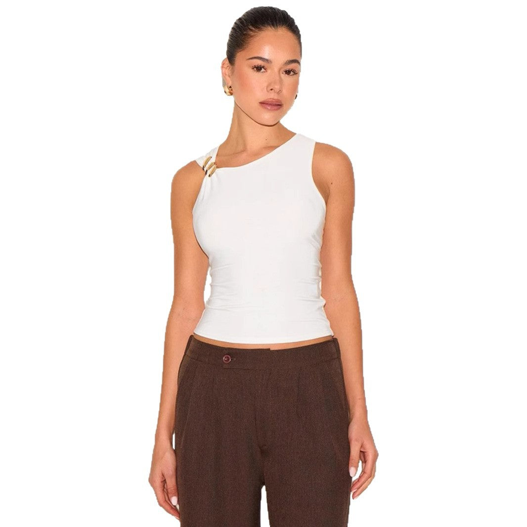 Damen Elegantes Top mit asymmetrischem Schnitt und dekorativen Riegeln Echo Archiv