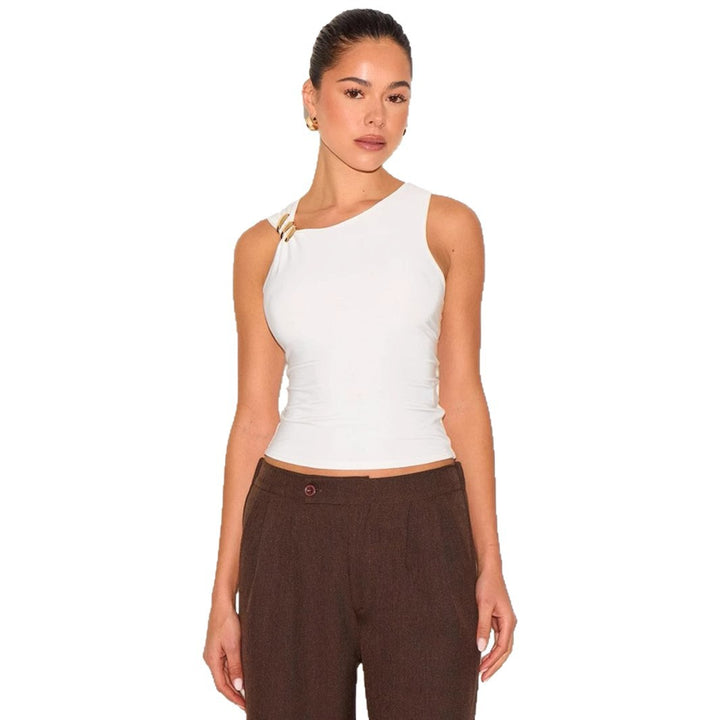 Damen Elegantes Top mit asymmetrischem Schnitt und dekorativen Riegeln Echo Archiv