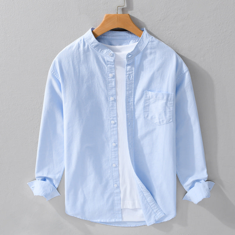 Herren Stehkragen-Overshirt aus Baumwollmix mit tonaler Brusttasche und Soft‑Touch Echoarchiv