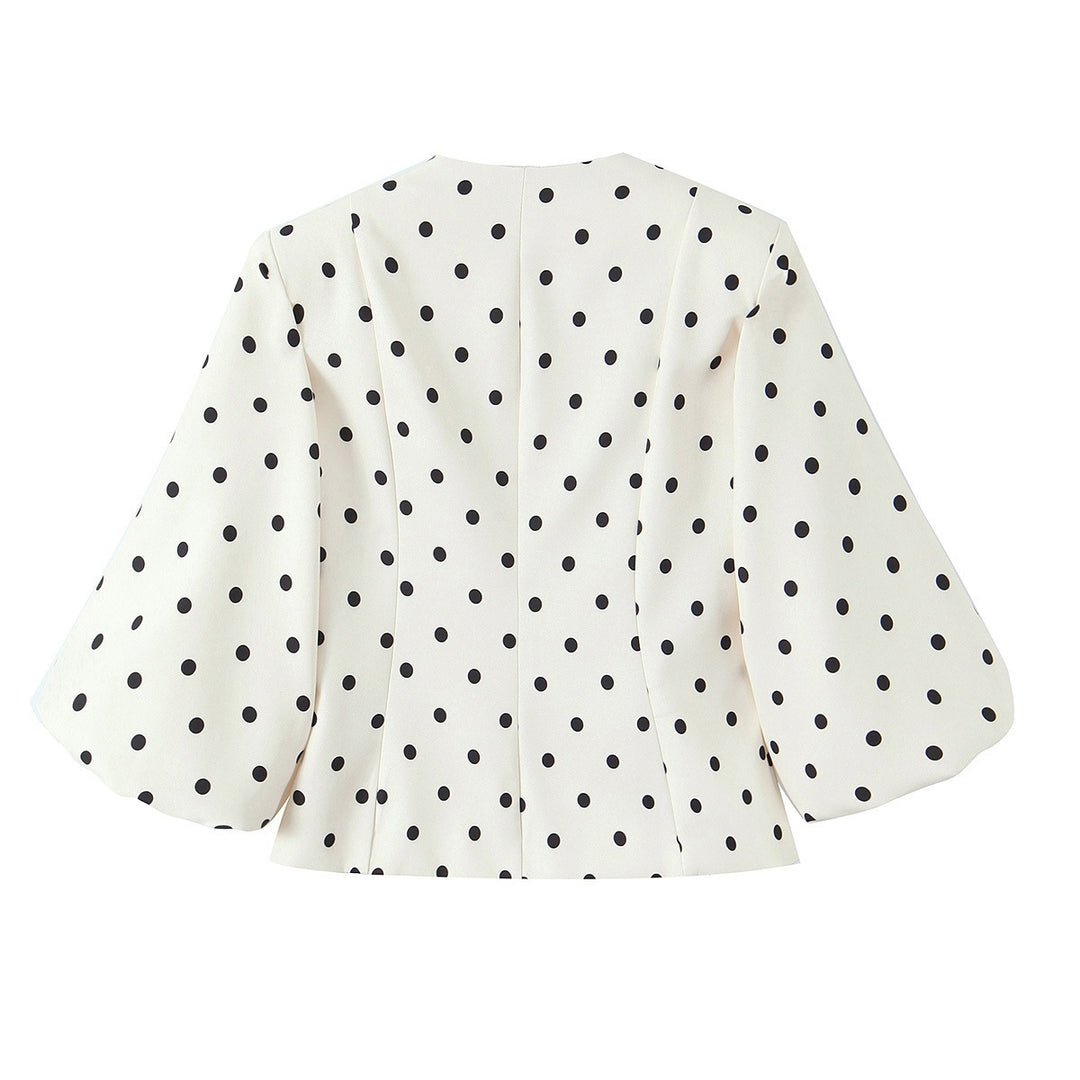 Damenbluse mit voluminösen Ärmeln und Polka-Dot-Muster Echo Archiv