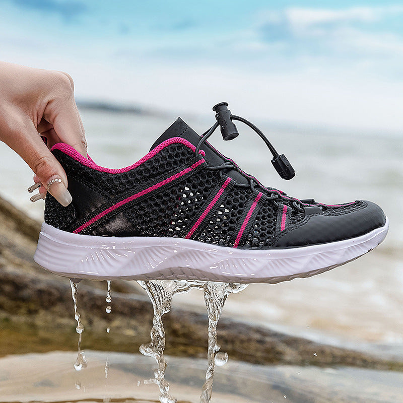 Damen nan atmungsaktiver Netzstoff-Sneaker mit Kordelzugverschluss, ultraleichter EVA-Flexsohle und gepolstertem Fersenkragen Echo Archiv