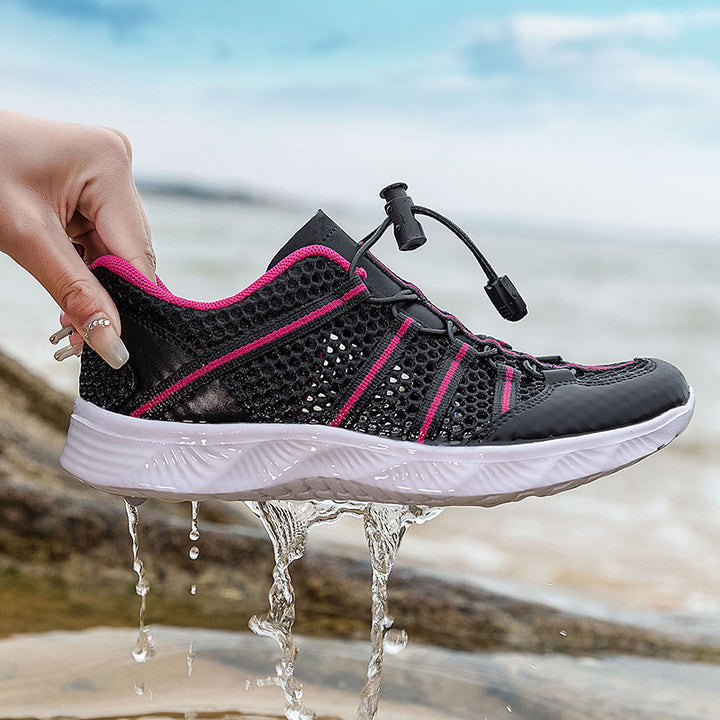 Damen nan atmungsaktiver Netzstoff-Sneaker mit Kordelzugverschluss, ultraleichter EVA-Flexsohle und gepolstertem Fersenkragen Echo Archiv