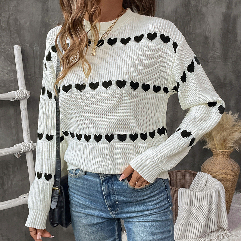 Damen Kuscheliger Strickpullover mit Herzmuster Echo Archiv