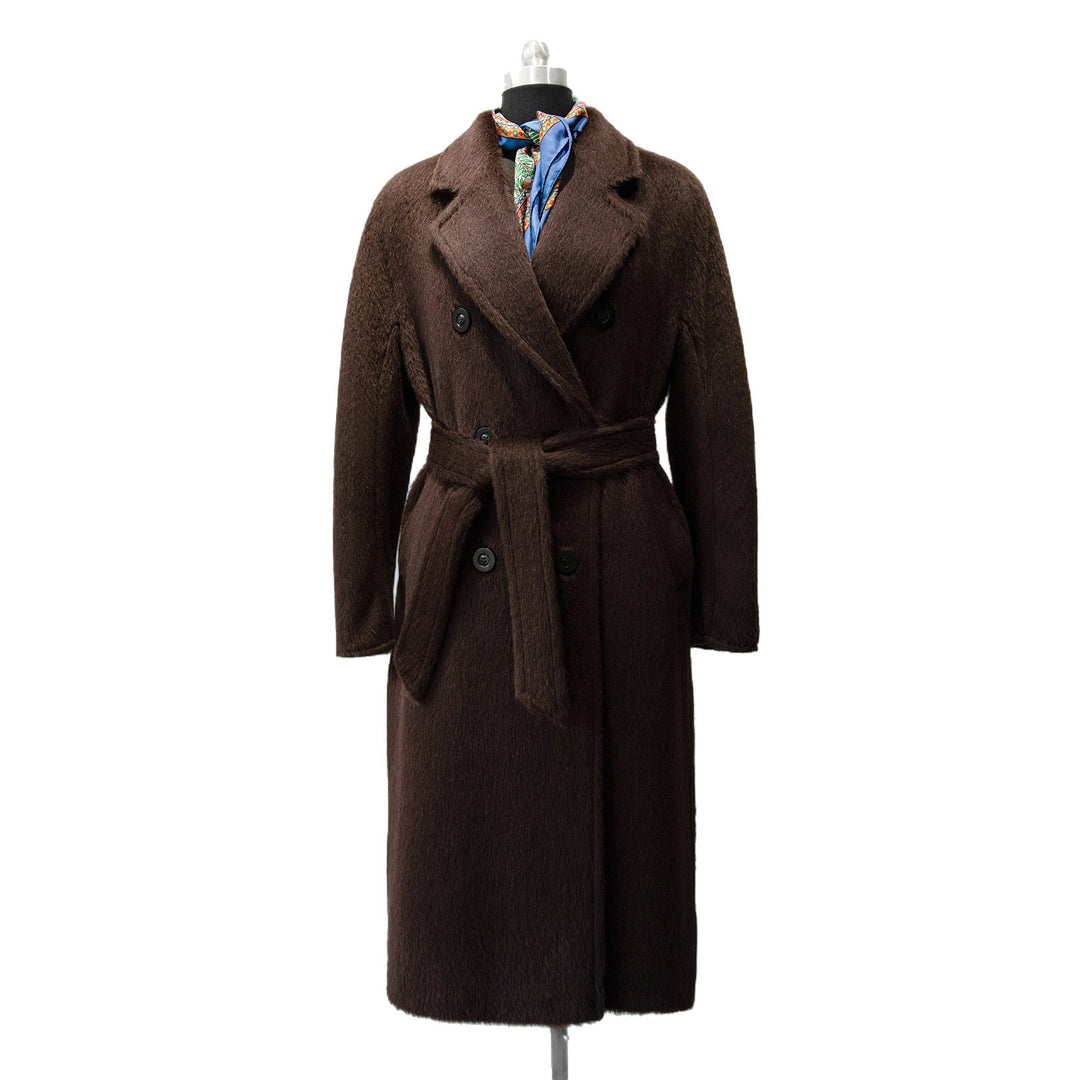 Damen Luxuriöser Doppelreihiger Fleece-Mantel Echoarchiv