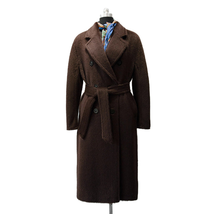 Damen Luxuriöser Doppelreihiger Fleece-Mantel Echoarchiv