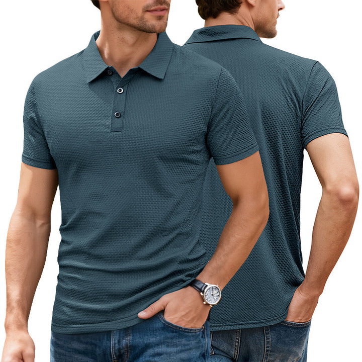 Herren nan strukturiertes Mikrojacquard-Poloshirt mit schlanker Passform und elastischem Komfortstretch Echo Archiv